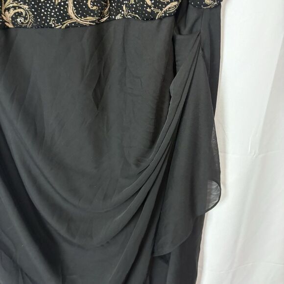 Alex Evenings 18W Empire Waist Sheath Dress Sparkle Black Gold Silver READ - Picture 6 of 12